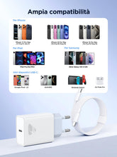 Carica l'immagine nel visualizzatore di Gallery, Caricatore USB C, 20W Caricabatterie Rapido PD con Cavo USB-C a USB-C da 2M 60W, Alimentatore Spina USBC per iPhone 17 1
