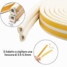 Carica l'immagine nel visualizzatore di Gallery, Guarnizione per Porte e Finestre Isolamento Striscia di Schiuma Nastro Paraspifferi Guarnizione Porta Finestra Isolante 