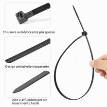 Carica l'immagine nel visualizzatore di Gallery, XINGO 100 Pezzi LungheFascette Plastica per Cablaggio Nero, 500mm x 9mm, Resistenza Alla Trazione 80 kg, Fascette per ca