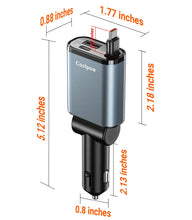 Carica l'immagine nel visualizzatore di Gallery, 3-IN-1 Retrattile Caricatore Auto【Ricarica rapida】12V/24V Adattatore USB C
