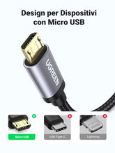 Carica l'immagine nel visualizzatore di Gallery, UGREEN Micro USB Cable Fast Charging QC3.0 18W Nylon Braided (2M)
