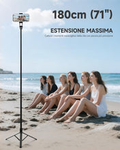 Carica l'immagine nel visualizzatore di Gallery, 180cm Treppiede Smartphone, Bastone Selfie con Telecomando Wireless, Treppiede Portatile Estensibile per Smartphone Supp