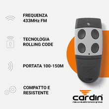 Carica l'immagine nel visualizzatore di Gallery, Cardin TXC449400 Telecomando Cancello 4 Canali 433 MHz Serie S449