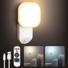 Carica l'immagine nel visualizzatore di Gallery, Luce LED con sensore di movimento,3 temperature,6000K,Luce LED ricaricabile con telecomando e ricarica USB,Adatta per co