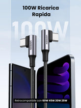 Carica l'immagine nel visualizzatore di Gallery, UGREEN Cavo USB C 90 Gradi 100W 20V/5A PD Ricarica Rapida (0,5M)