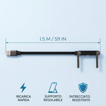 Carica l'immagine nel visualizzatore di Gallery, 1 Pezzi Cavo USB C a USB C 240W con supporto telefono pieghevole,Ricarica rapida PD 240W, design a T per carica stabile,
