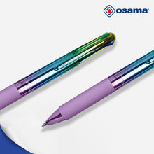Carica l'immagine nel visualizzatore di Gallery, OSAMA 4 Multi Rainbow Pastel - Penna Multicolore a Sfera 1.0 mm, Penne Colorate 4 Colori Personalizzate Arcobaleno Inchiostro Nero Blu Rosso e Verde, Cancelleria Scuola Ufficio Università e Cartoleria