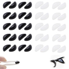 Carica l'immagine nel visualizzatore di Gallery, Naselli per occhiali - 20 paia (10 trasparenti, 10 neri) - Cuscinetto in morbido silicone, design ad airbag, autoadesivi