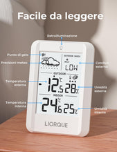 Carica l'immagine nel visualizzatore di Gallery, LIORQUE Stazione Meteo Con Sensore Esterno, LCD Retroilluminato