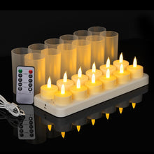 Carica l'immagine nel visualizzatore di Gallery, 12 Pezzi Candele a LED Ricaricabili, Candele LED Fiamma Oscillante Realistica con Base di Ricarica, Timer e Telecomando 