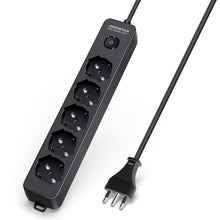 Carica l'immagine nel visualizzatore di Gallery, Aigostar Multipresa Ciabatta Elettrica a 5 Posti Presa con Interruttore, 250v/3680W Cavo 5m. Nero