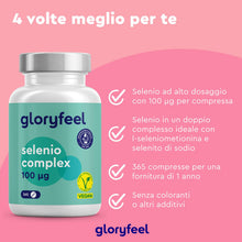 Carica l'immagine nel visualizzatore di Gallery, Integratore Selenio 365 Compresse Vegan (Scorta 1+Anno) 100µg Alto Dosaggio, Supporto Tiroide &amp; Difese Immunitarie, Comp