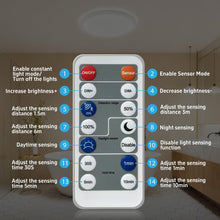 Carica l'immagine nel visualizzatore di Gallery, Plafoniera LED a soffitto dimmerabile con sensore di movimento e telecomando, 24W 2400Lm Lampadario con Sensore 5.8G Rad