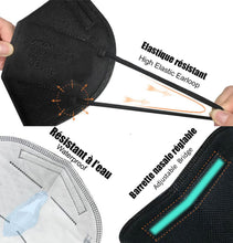Carica l'immagine nel visualizzatore di Gallery, CRAZYCHIC - Mascherine FFP2 Nere Certificate CE EN149 - Maschera di Protezione Antiparticolato - Mascherina 5 Strati Alt
