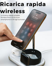 Carica l'immagine nel visualizzatore di Gallery, Energizer Stazione di Ricarica Wireless 3 in 1 | 15W per iPhone MagSafe e Android, 5W per AirPods e Apple Watch | Carica