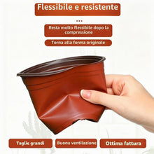 Carica l'immagine nel visualizzatore di Gallery, Confezione da 50 vasi per piante in plastica da 15 cm, grandi e spessi, per vivai e semenzai con fori di drenaggio, vaso