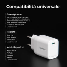 Carica l'immagine nel visualizzatore di Gallery, VulTech CC20-1C Caricatore Universale iPhone,Samsung,Xiaomi,Oppo,Google Pixel,Realme Smartphone Tablet 20W GaN USB-C/Typ