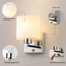 Carica l'immagine nel visualizzatore di Gallery, HARPER LIVING applique da parete interno, E14 Lampada da parete con interruttore, Illuminazioni per pareti con paralume 