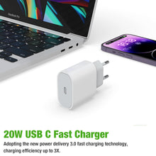Carica l'immagine nel visualizzatore di Gallery, Caricatore Rapido USB C 20W con Cavo USB C a Lightning 1m per iPhone 14/13