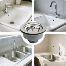 Carica l'immagine nel visualizzatore di Gallery, Scarico Lavello Inox Ø 114 mm G1½ + tappo lavandino, 304 Acciaio Inossidabile + ABS, Scarico 114mm Adatto ai Fori Lavell