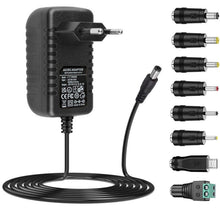 Carica l'immagine nel visualizzatore di Gallery, Adattatore AC-DC 24V 1A Alimentatore AC220V da 230V a DC24V con 8 adattatori per spina Caricabatterie DC24V 100mA a 1000