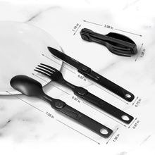Carica l'immagine nel visualizzatore di Gallery, ROXON C1S Posata da campeggio Nero 3-in-1 (coltello, cucchiaio, forchetta)