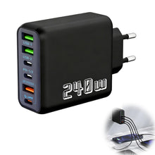Carica l'immagine nel visualizzatore di Gallery, Caricatore USB-C 240W Multi-Port 3USB-A + 3USB-C
