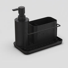 Carica l'immagine nel visualizzatore di Gallery, Relaxdays Organizer lavello, dispenser detersivo e porta spugna, HBT: 19 x 21 x 12 cm, set cucina, ferro, nero