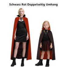 Carica l'immagine nel visualizzatore di Gallery, Cappa da vampiro per bambini con collo alto per adulti, nera e rossa double-face, cappa da vampiro nobile per uomo e don