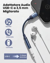 Carica l'immagine nel visualizzatore di Gallery, MOGOOD Adattatore USB C a Jack 3,5mm 0,12M DAC HiFi Presa Femmina TRRS