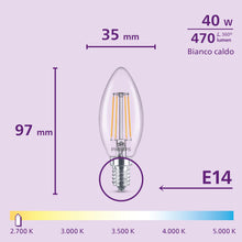 Carica l'immagine nel visualizzatore di Gallery, Philips Lampadina LED smart B35 E14, Trasparente, Confezione da 6