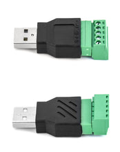 Carica l'immagine nel visualizzatore di Gallery, QWORK® 2 Pz Connettori USB, USB 2.0 A Maschio a 5 Pin PCB Morsetto a Vite Femmina per la Ricarica e il Trasferimento dei