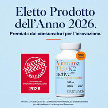 Carica l'immagine nel visualizzatore di Gallery, Vitamina D3+K2 (Dura 1 anno e 4 mesi) 500 Microcompresse – ELETTO PRODOTTO DELL’ANNO 2026 - Senza Biossido di Silice, Vi