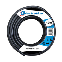 Carica l'immagine nel visualizzatore di Gallery, Electraline 11701 H05VV-F Cavo per Prolunghe, Sezione 3x1 mm, Lunghezza 10 m, Nero