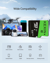 Carica l'immagine nel visualizzatore di Gallery, KEXIN Micro SD 64 GB, Schede Micro SD 64GB Set da 3 Scheda di Memoria, Scheda SD 64GB MicroSDXC, C10, U1, A1 Micro SD Ca