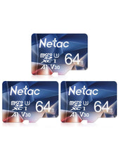 Carica l'immagine nel visualizzatore di Gallery, Netac 64G Scheda Micro SD, Scheda di Memoria 3 Pack, A1, U3, C10, V30, 4K, 667X, UHS-I, Velocità Fino a 100/30 MB/Sec(R/