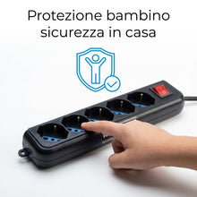 Carica l'immagine nel visualizzatore di Gallery, VulTech MU-UPS01 Multipresa per UPS IEC14 a 5 Posti Prese Italiane 10/16A e Schuko/Tedesche, Tasto On/Off, Ignifuga, Cav