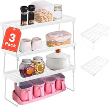 Carica l'immagine nel visualizzatore di Gallery, Avilia 3 Ripiani Salvaspazio Cucina Richiudibili, Organizer Mensole Bianco