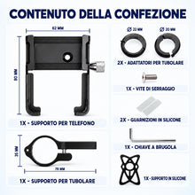 Carica l'immagine nel visualizzatore di Gallery, Porta Cellulare in Alluminio: per Bicicletta - eBike - Mtb - Monopattino Elettrico. Supporto Telefono, Installazione su 