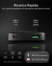 Carica l'immagine nel visualizzatore di Gallery, SBS Compact PowerBank, 10000mAh, 20W Power Delivery (PD 3.0 PPS)