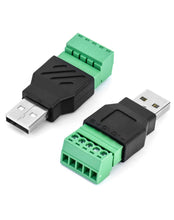 Carica l'immagine nel visualizzatore di Gallery, QWORK® 2 Pz Connettori USB, USB 2.0 A Maschio a 5 Pin PCB Morsetto a Vite Femmina per la Ricarica e il Trasferimento dei