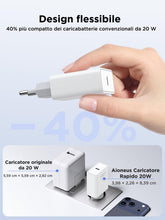 Carica l'immagine nel visualizzatore di Gallery, Caricatore USB C, 20W Caricabatterie Rapido PD con Cavo USB-C a USB-C da 2M 60W, Alimentatore Spina USBC per iPhone 17 1