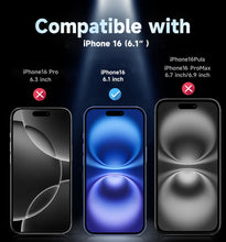 Carica l'immagine nel visualizzatore di Gallery, MAGIC JOHN Privacy Pellicola Protettiva per iPhone 16, Anti-Spy Vetro Temperato Film, Durezza 9H, Rimozione Automatica D