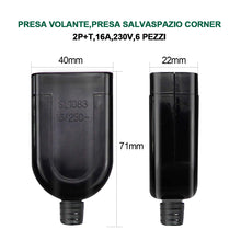 Carica l'immagine nel visualizzatore di Gallery, EXTRASTAR Presa Volante,presa salvaspazio Corner,2P+T,16A,230V,Nero,6 pezzi.