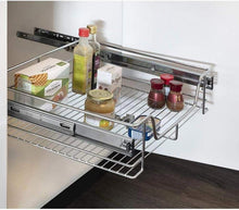 Carica l'immagine nel visualizzatore di Gallery, BAKAJI Set 2 Cassetti Telescopici Cassetto Telescopico Mobili Cucina Cestello Mensola Estraibile Mobile Salvaspazio con Binario in Acciaio Inox (60 cm Set 2 Pezzi)