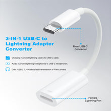 Carica l'immagine nel visualizzatore di Gallery, AXFEE Adattatore per cuffie USB C a light-ning da tipo C a light-ning, adattatore audio per i-Phone 15 i-Pad Air i-Pad M