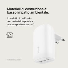 Carica l'immagine nel visualizzatore di Gallery, Belkin BoostCharge Caricabatteria da parete a 3 porte USB-C con PPS da 67 W, caricabatteria rapido per iPhone 16, MacBoo