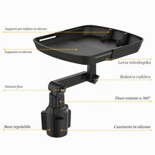 Carica l'immagine nel visualizzatore di Gallery, CGEAMDY Vassoio per Alimenti per Auto, Universali Multifunzionale Girevole Vassoio Auto Regolabile, con Rotazione Girevo