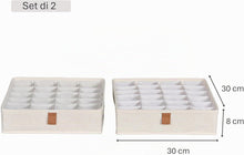 Carica l'immagine nel visualizzatore di Gallery, LOVE IT STORE IT Premium Organizer Cassetti -Organizzatore Armadio Pieghevole con 24 Scomparti - Set da 2 - Rinforzi in Cartone -30x30x8cm - Beige