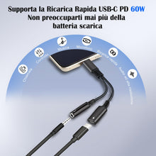 Carica l'immagine nel visualizzatore di Gallery, 2 in 1 Adattatore per Cuffie USB C e Ricarica, Jack da 3,5mm Type C Supporta PD 60W Ricarica Rapida &amp; Audio, Adaptateur 